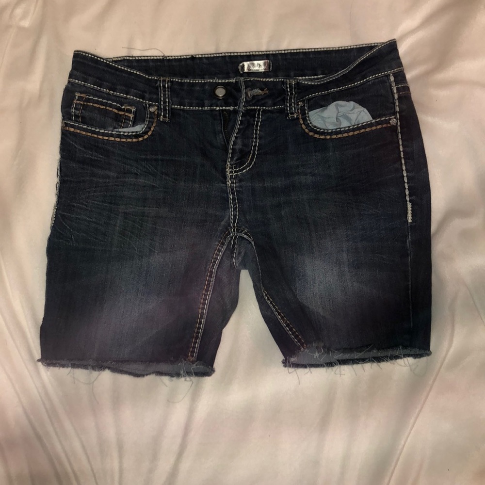 Dark blue denim shorts